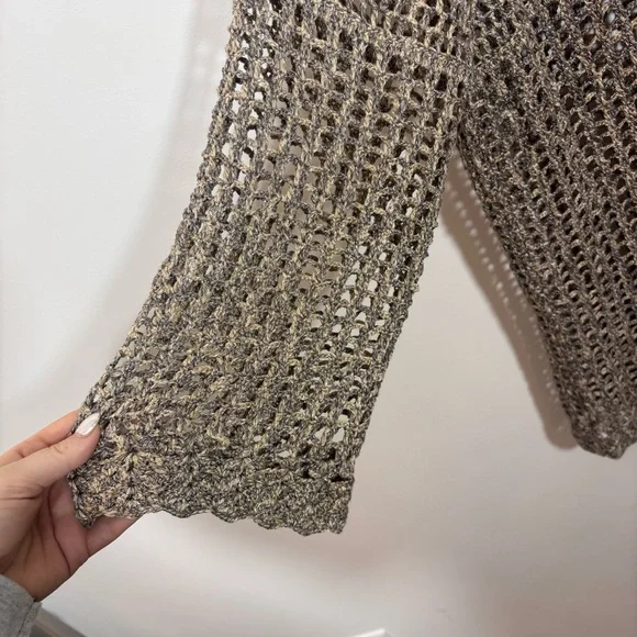 Dressbarn Open Crochet Knit Khaki Top NEW with tags Size XL Coverup Beachy - Picture 7 of 12